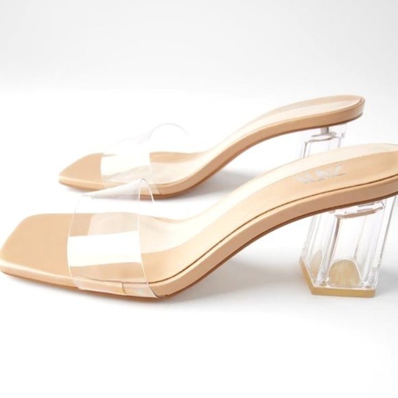 Zara | Shoes | New Zara Clear Vinyl Block Heel Mules Size | Poshmark